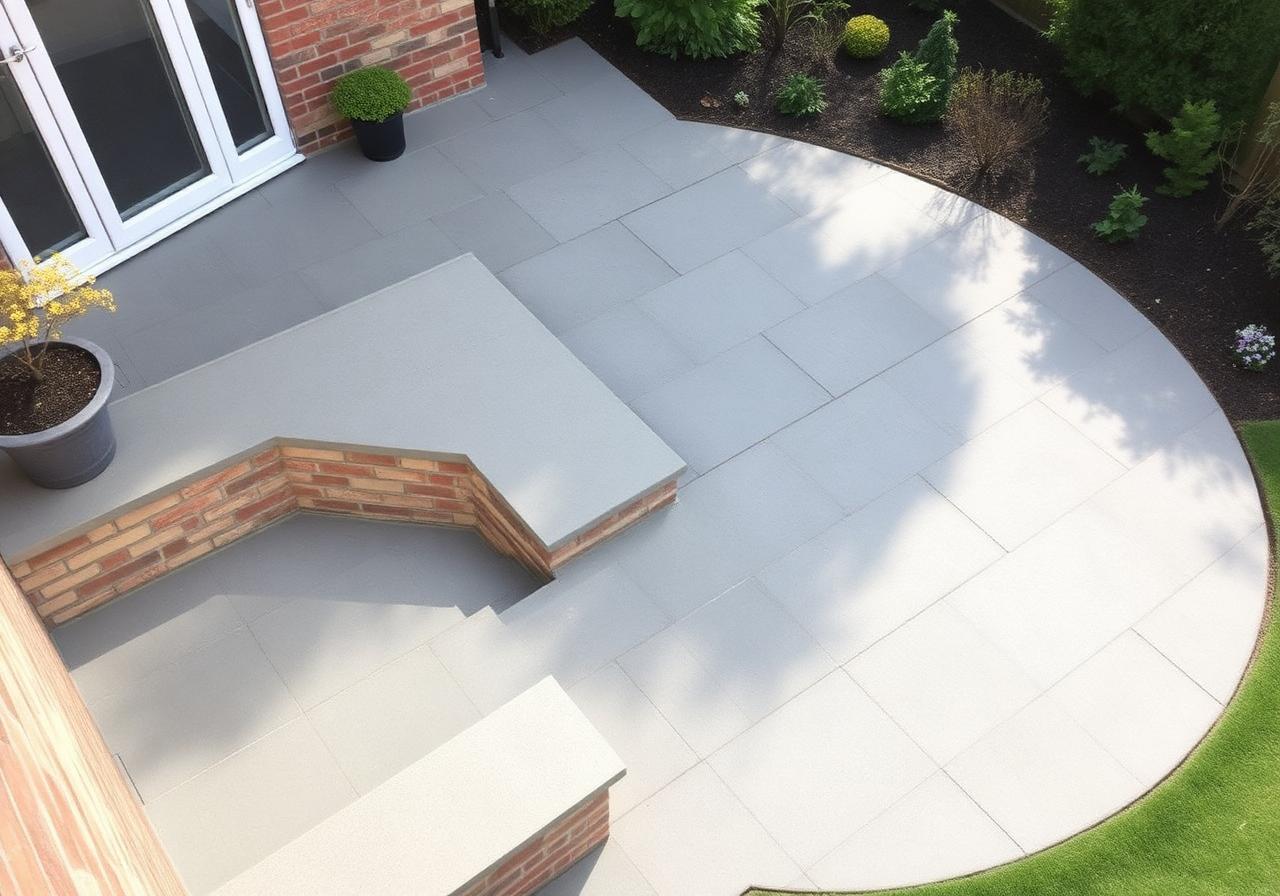 Nouvelle terrasse en dalles pierre après travaux