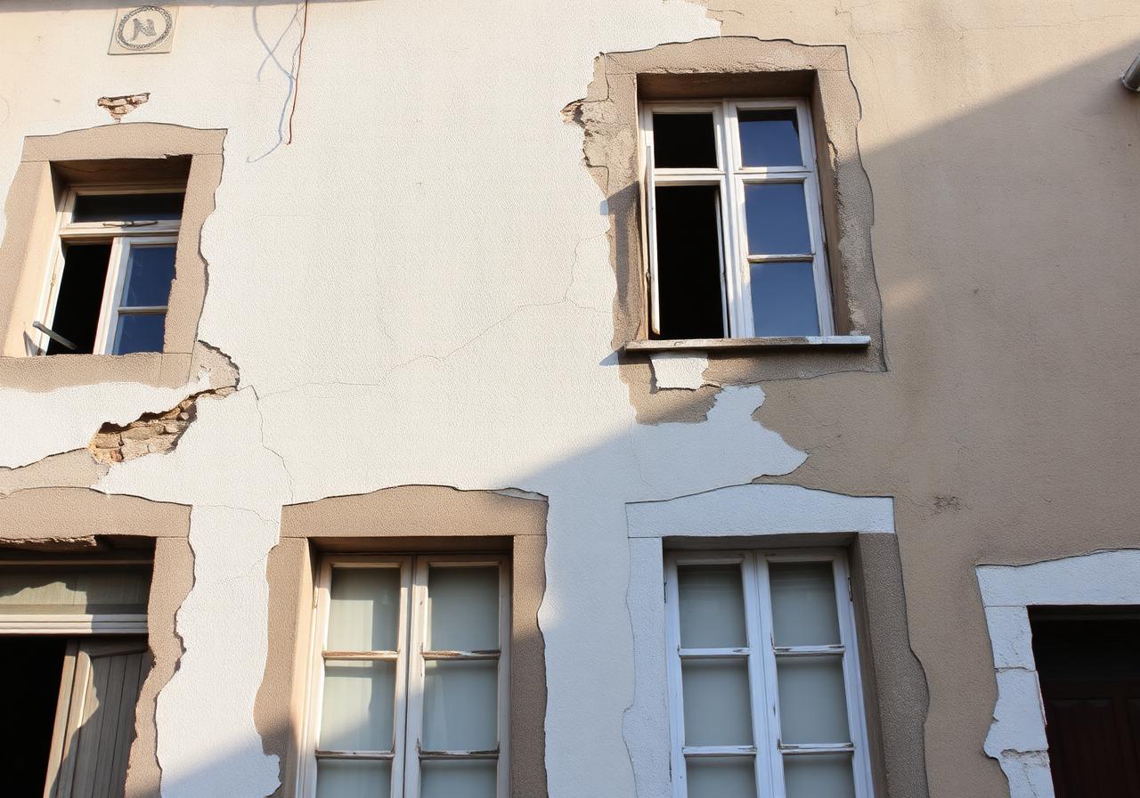 Façade abîmée avant rénovation à Blagnac